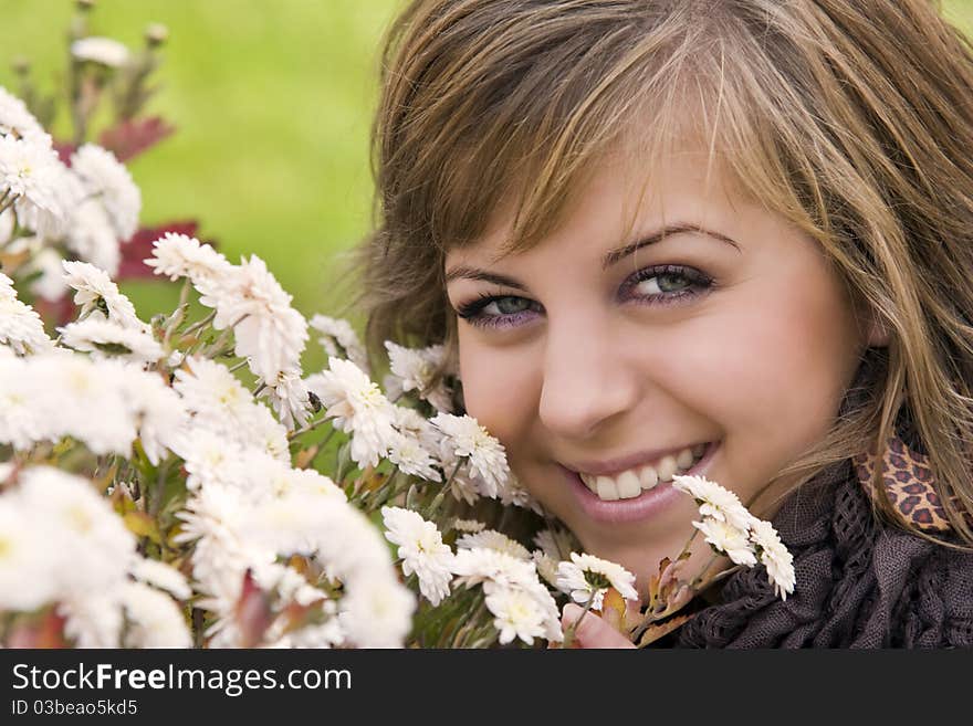 Portrait of beautiful young girl outdoors in autumn. Portrait of beautiful young girl outdoors in autumn