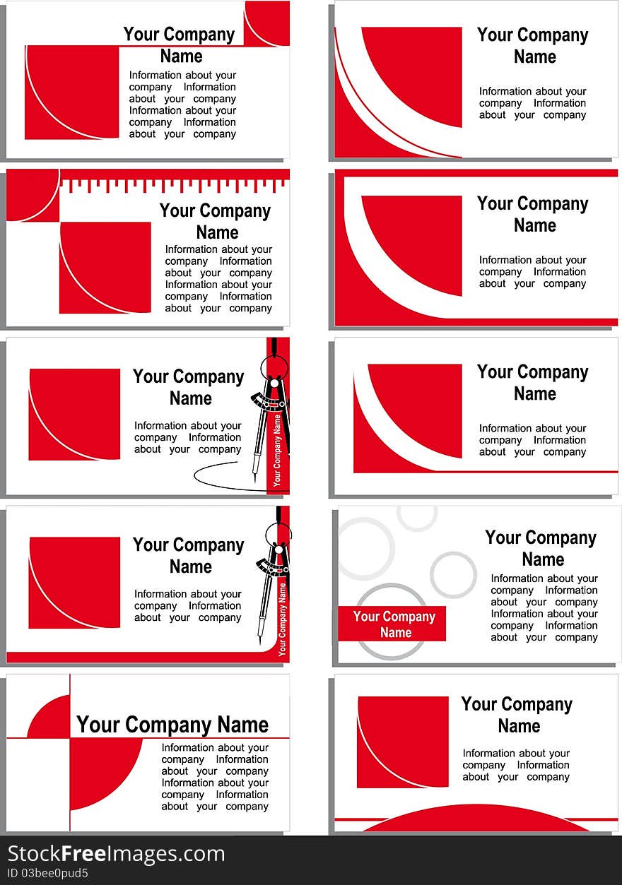 Business card with a red graphic elements