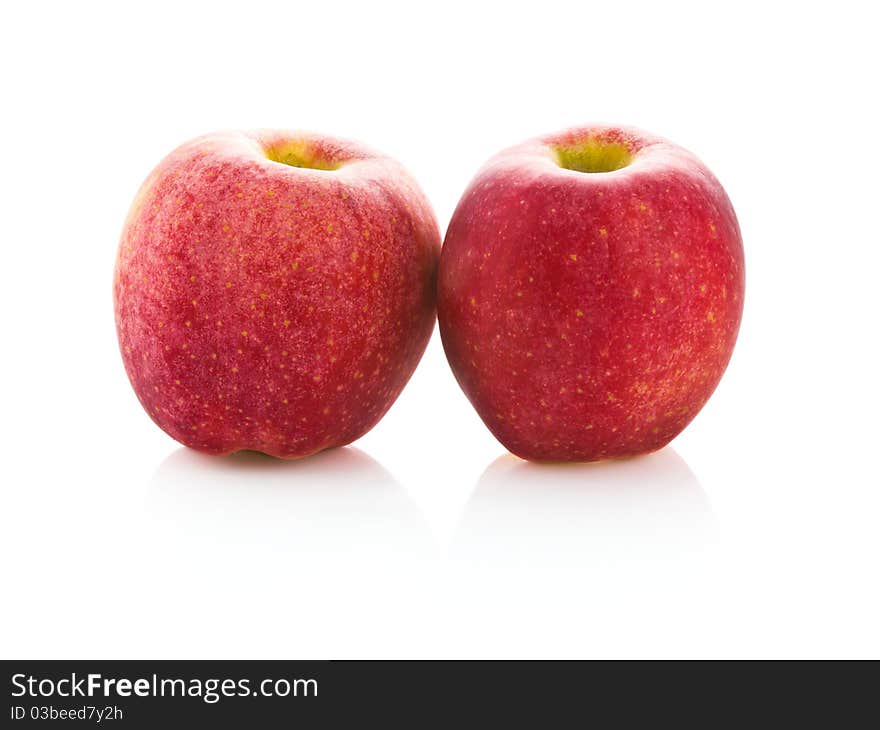 Two red apples on white background. Two red apples on white background