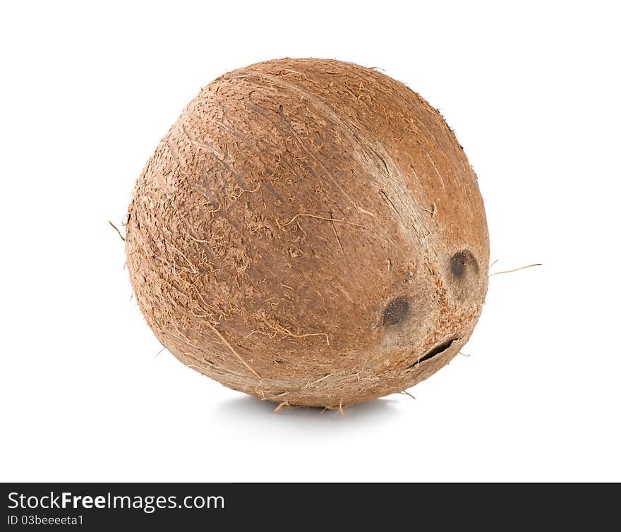 Ripe coconut isolated on a white background