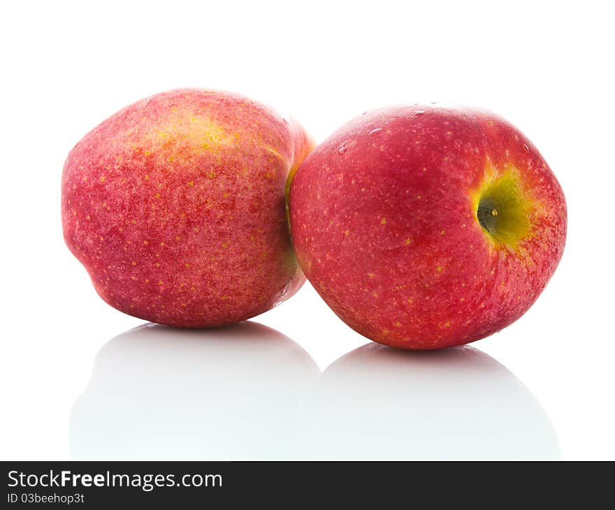 Two red apples on white background. Two red apples on white background