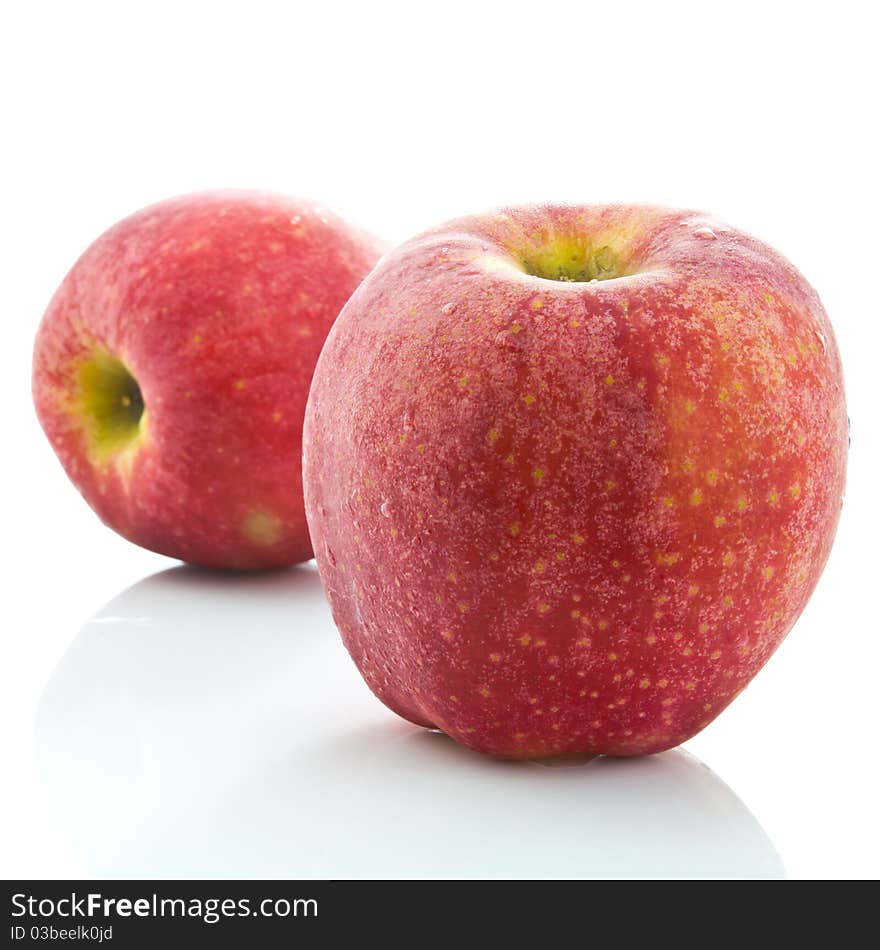 Two red apples on white background. Two red apples on white background