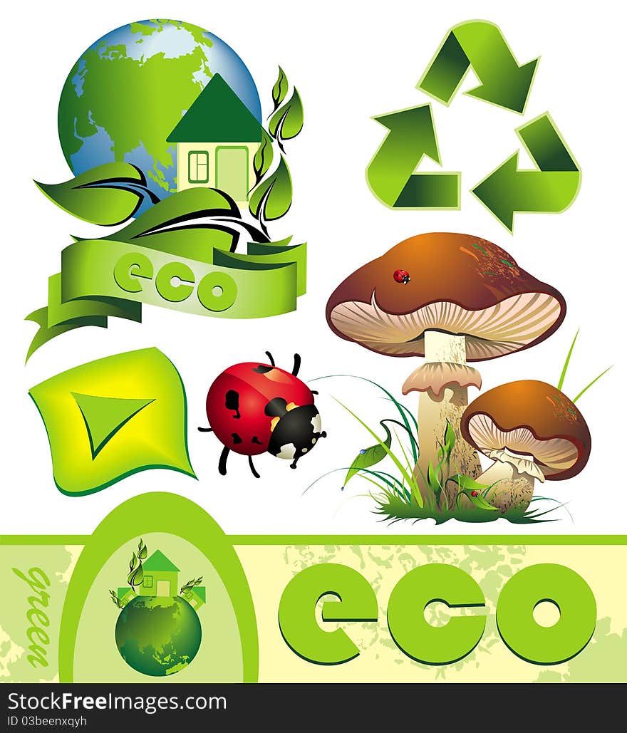 Ecology set with design elements