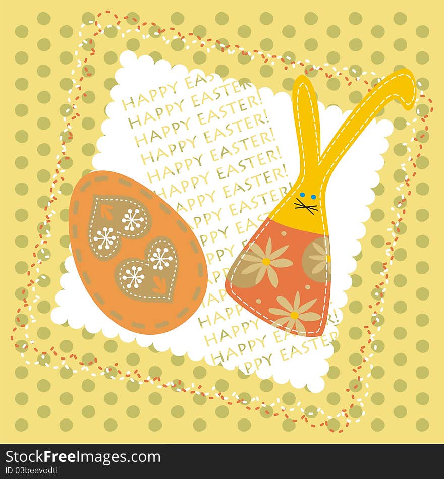 Easter card with decorative egg and bunny