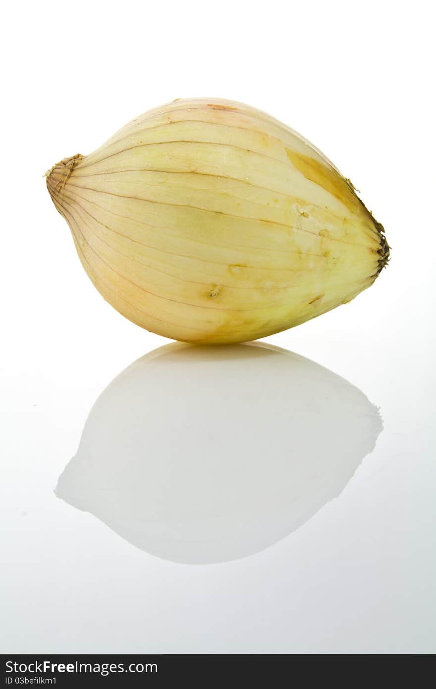 An fresh onion with shadow on white background. An fresh onion with shadow on white background