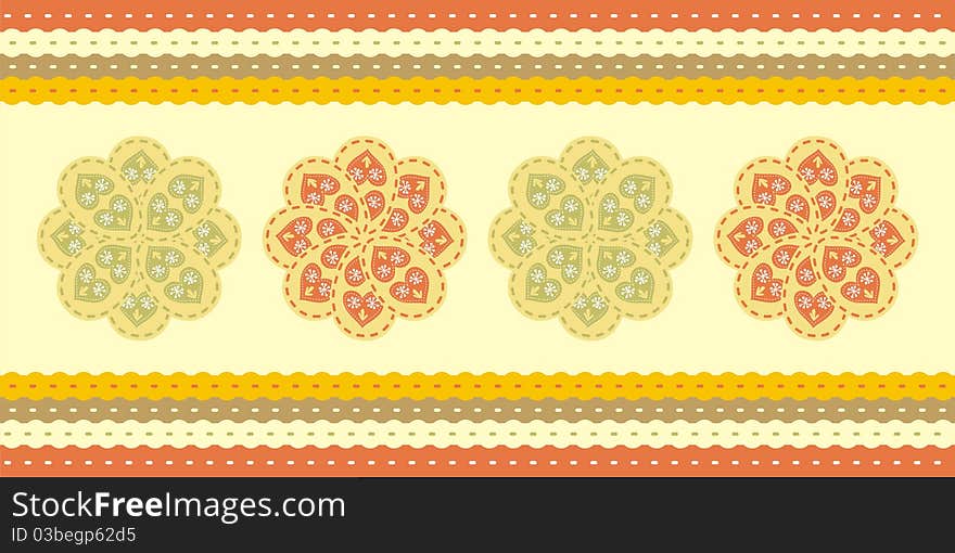 Orange greeting card with flowers. Orange greeting card with flowers