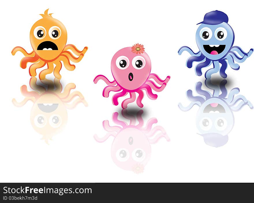 Three cool funny octopus s. Three cool funny octopus s