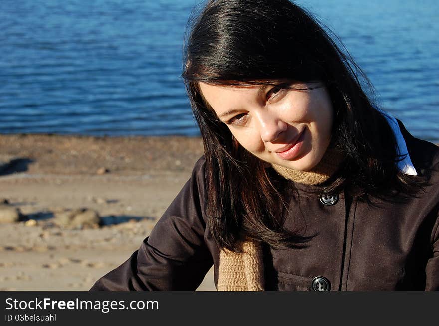 Portrait beautiful young woman, closeup, outdoor. Portrait beautiful young woman, closeup, outdoor