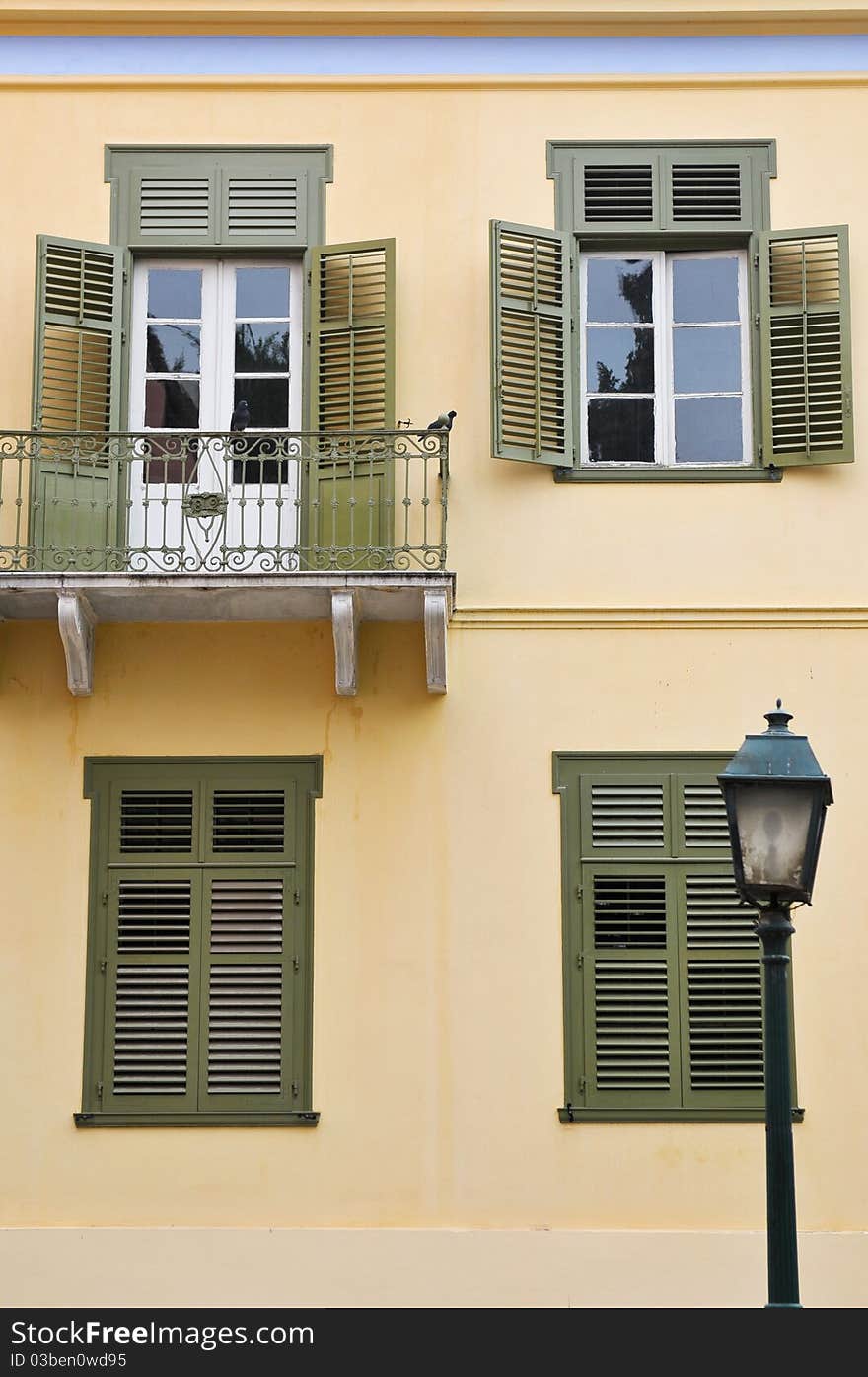 Typical greek facade in Plaka, Athens