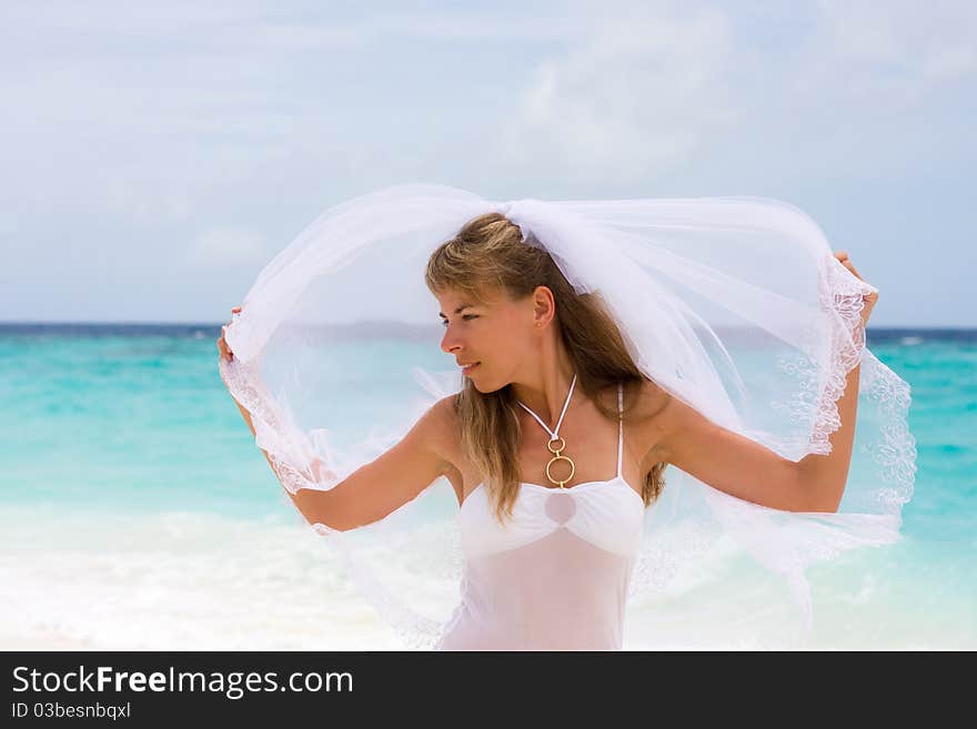 Bride on a tropical beach