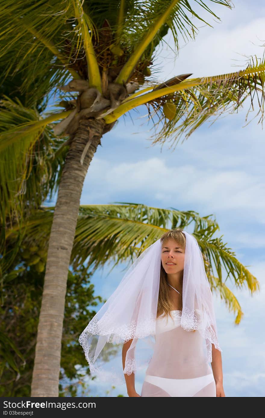 Bride on a tropical beach