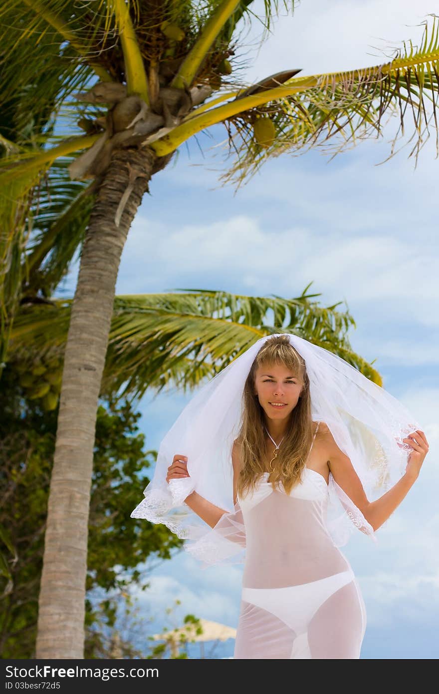 Bride on a tropical beach