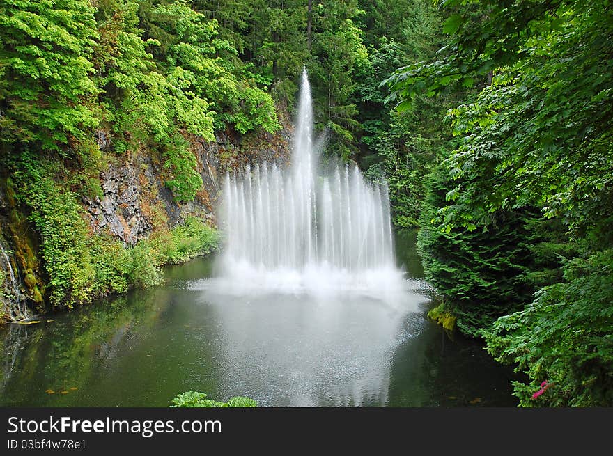 Water fountain on pond