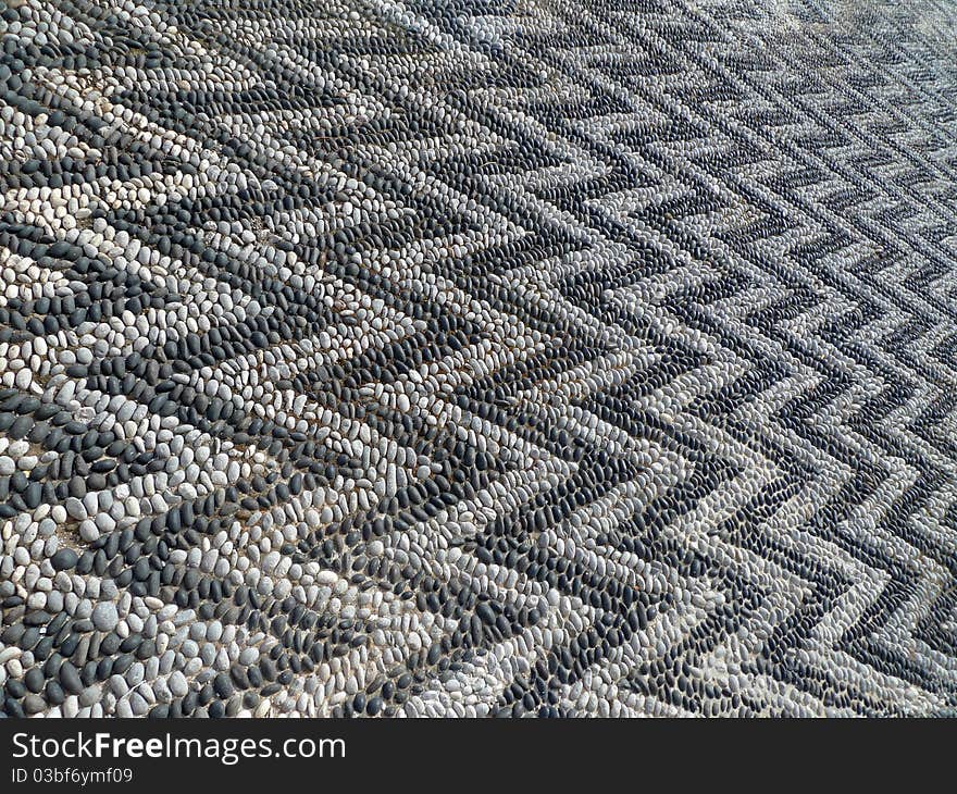 Mosaic floor zig zag details black and white