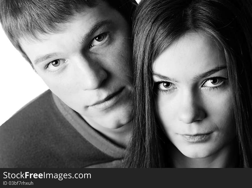 Portrait of a young couple in studio