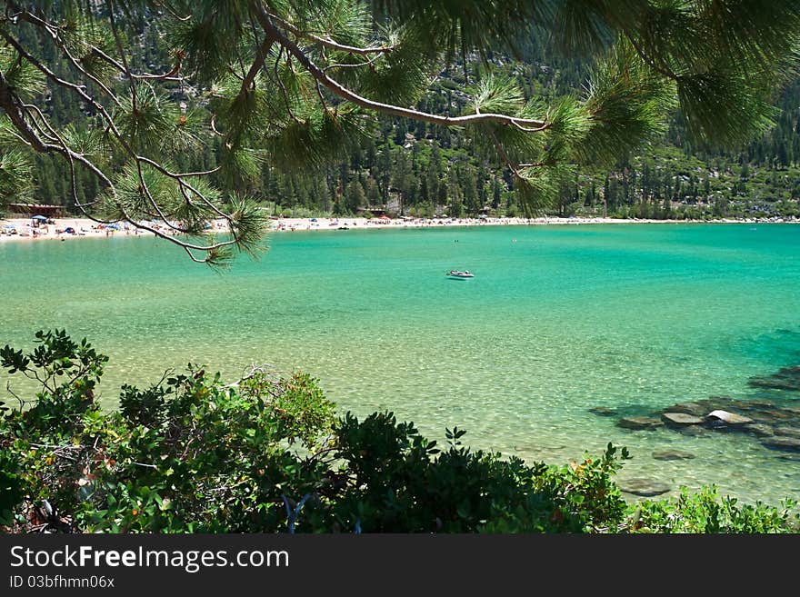 Shallow clear water of Lake Tahoe