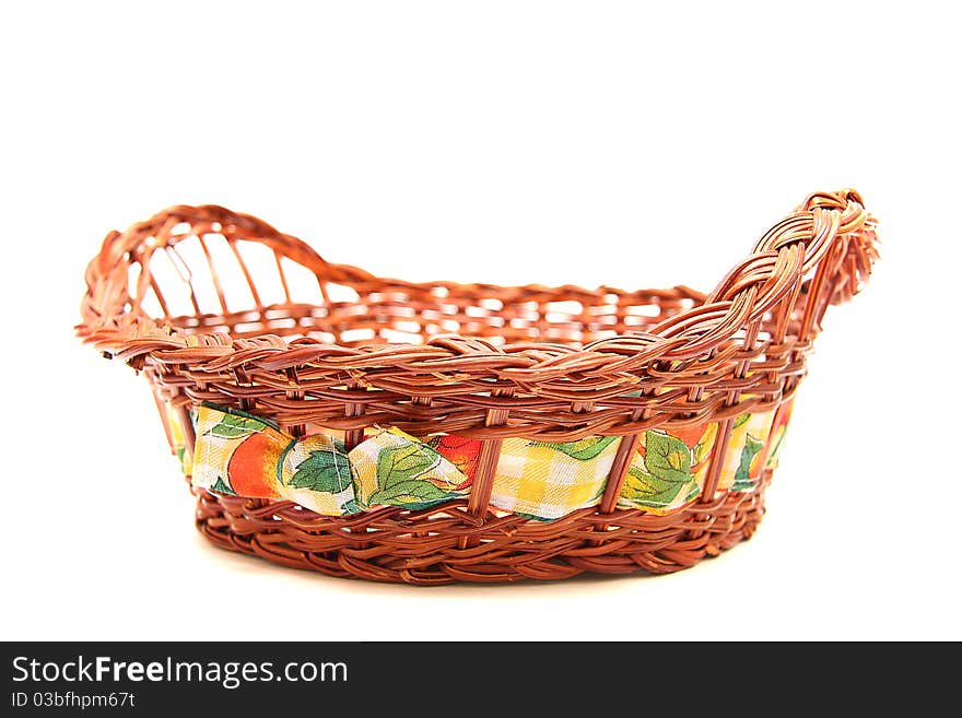 Wooden basket on isolated background