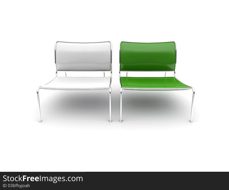 Isolated two chairs on a white background