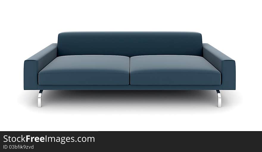 Isolated black sofa on white background