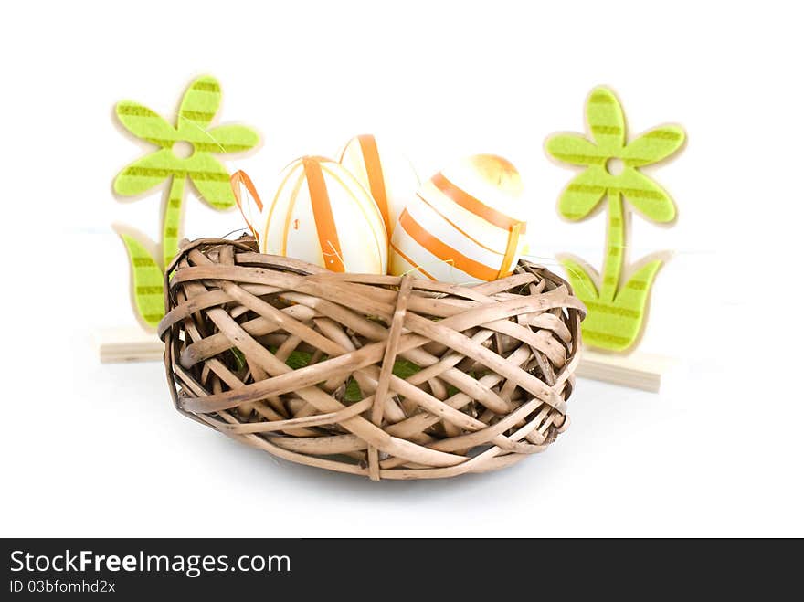 Easter egg in wicker basket