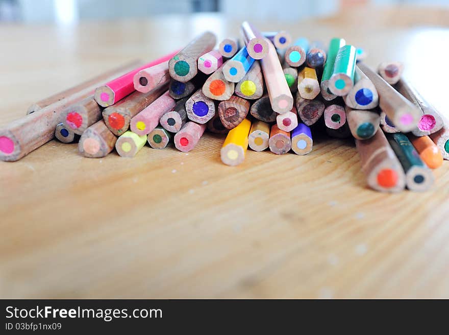 A heap of colour pencils. A heap of colour pencils