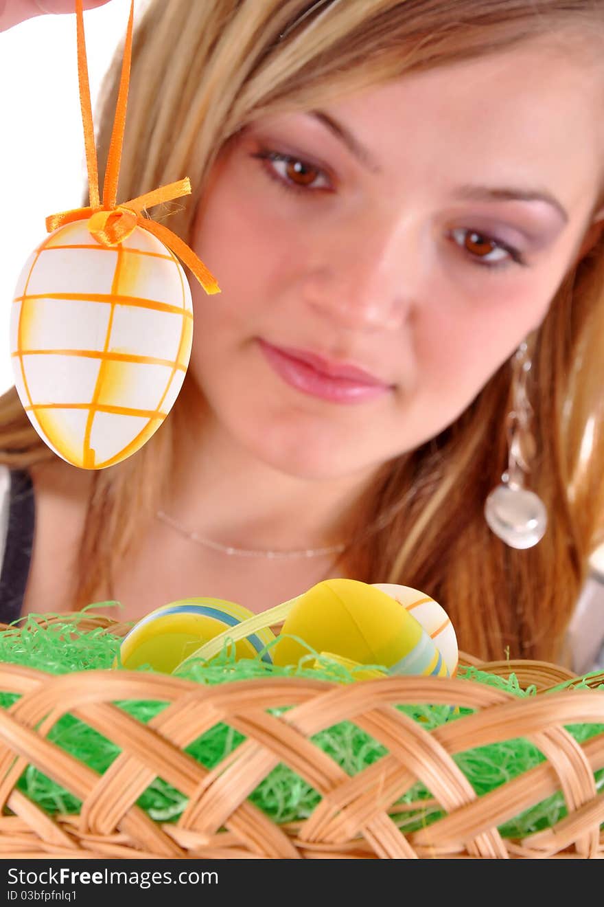 Young Woman with easter eggs