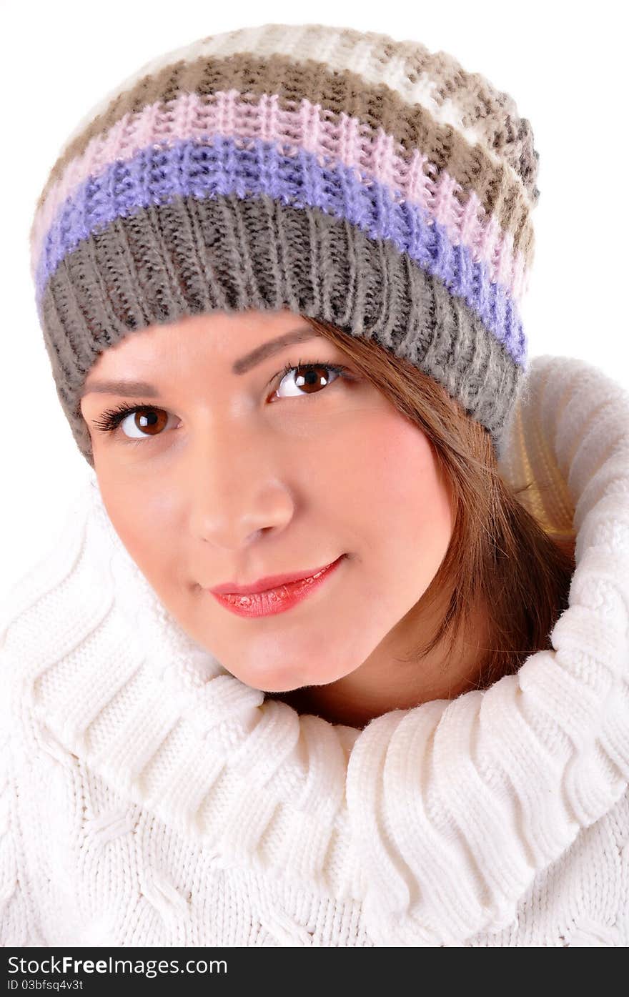 Beautiful woman portrait - isolated over a white background