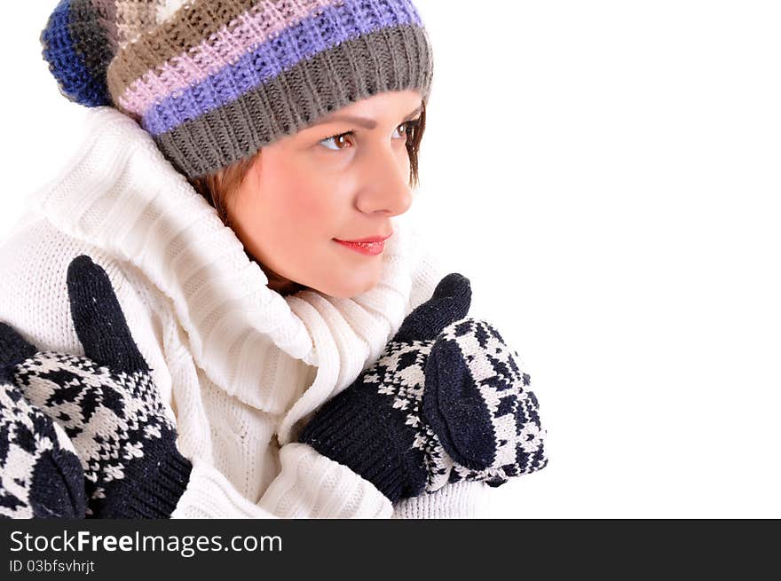 Beautiful woman portrait - isolated over a white background