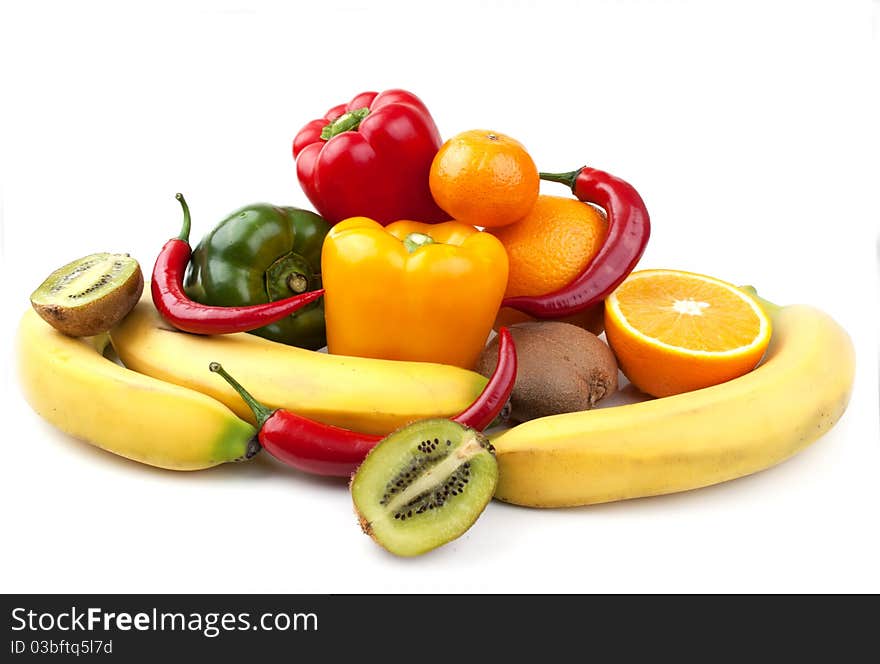 Ripe fruit isolated on a white background