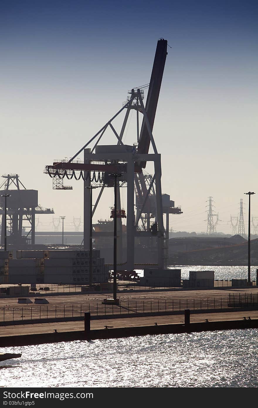 Cranes and containers at a European container terminal