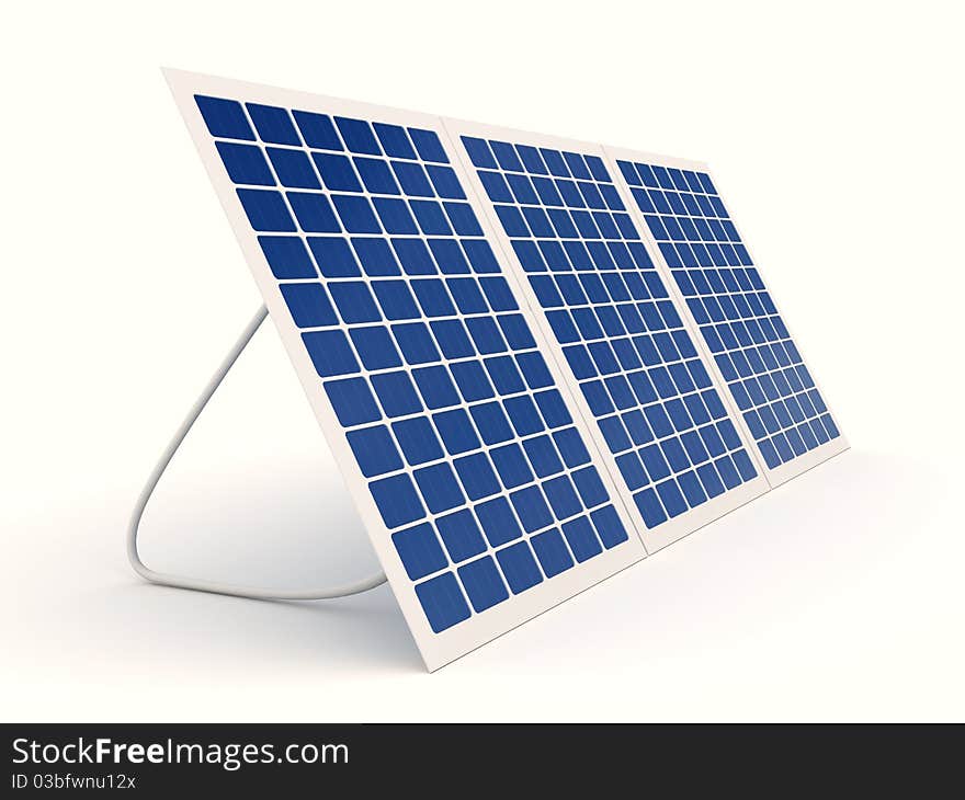 Solar battery over white background. computer generated image