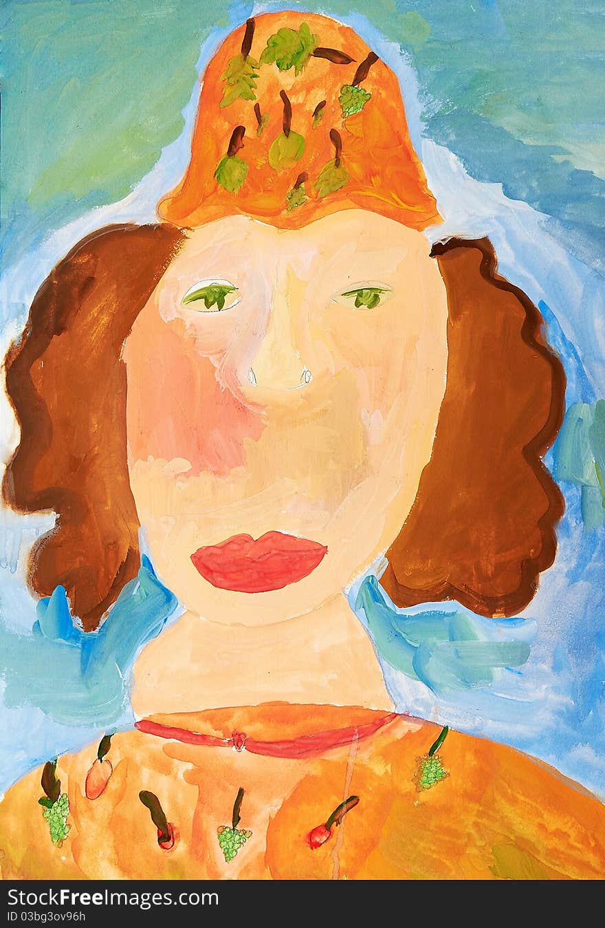 Portrait of a woman in an orange hat.