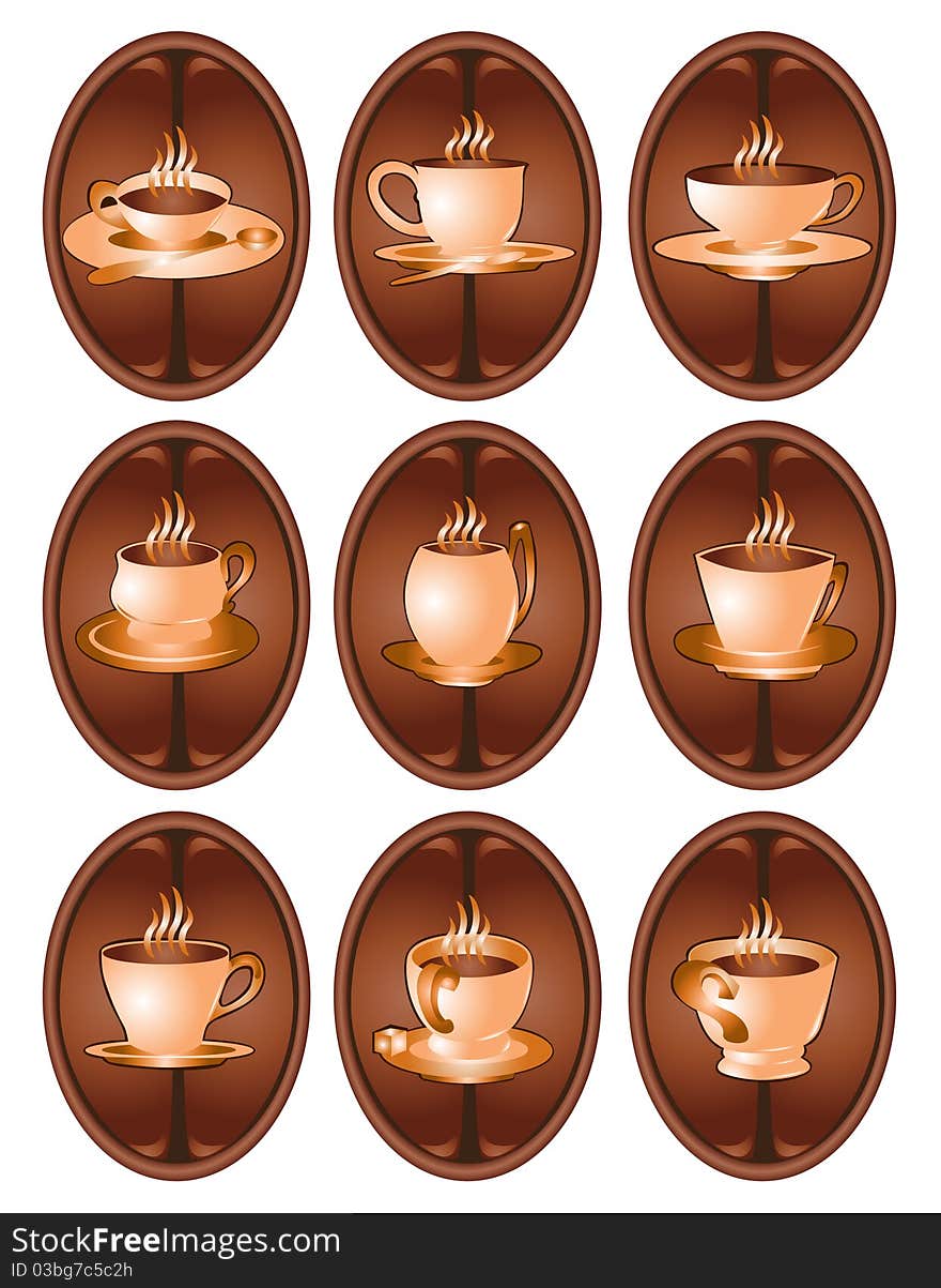 There are many coffee cup web icon. There are many coffee cup web icon