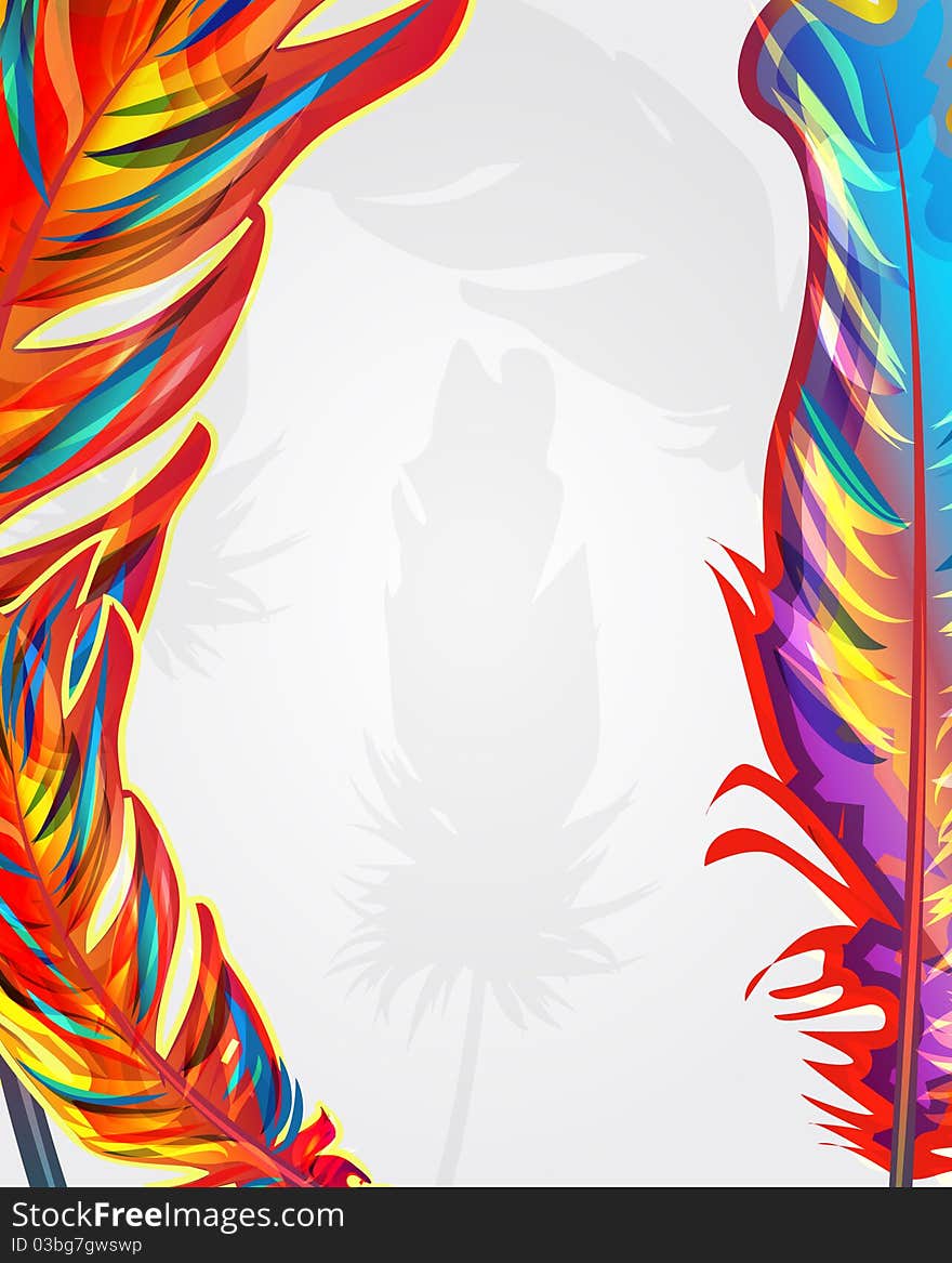 Bright vertical background with feathers. Bright vertical background with feathers