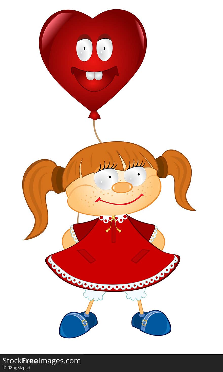 There is a girl with love heart balloon. There is a girl with love heart balloon