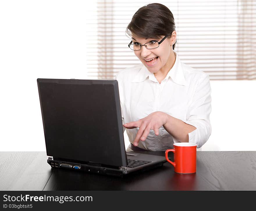 Young adult businesswoman at desk