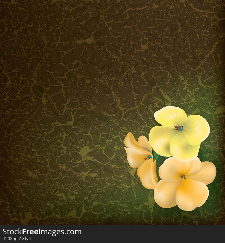 Grunge floral illustratiun with flowers on brown. Grunge floral illustratiun with flowers on brown