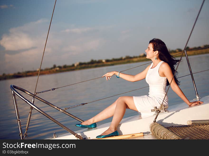 Pretty girl on the yacht. Pretty girl on the yacht