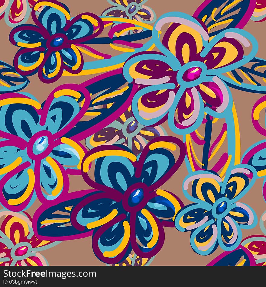 Seamless vector background with multicolor flowers. Seamless vector background with multicolor flowers