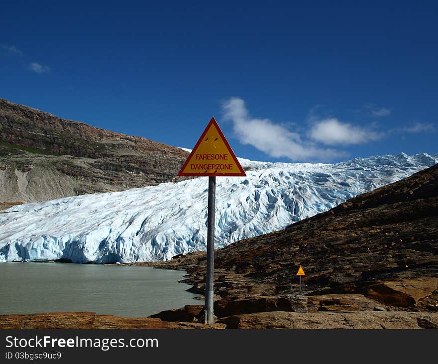 Dangerous zone -Svartisen Glacier in Norway