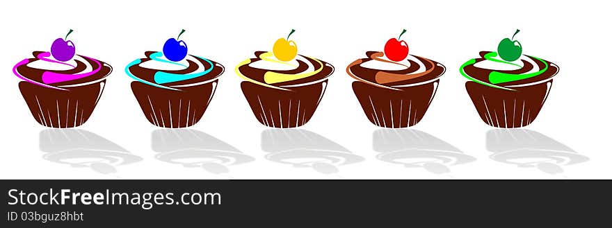 September muffin decorated with icing, in vector