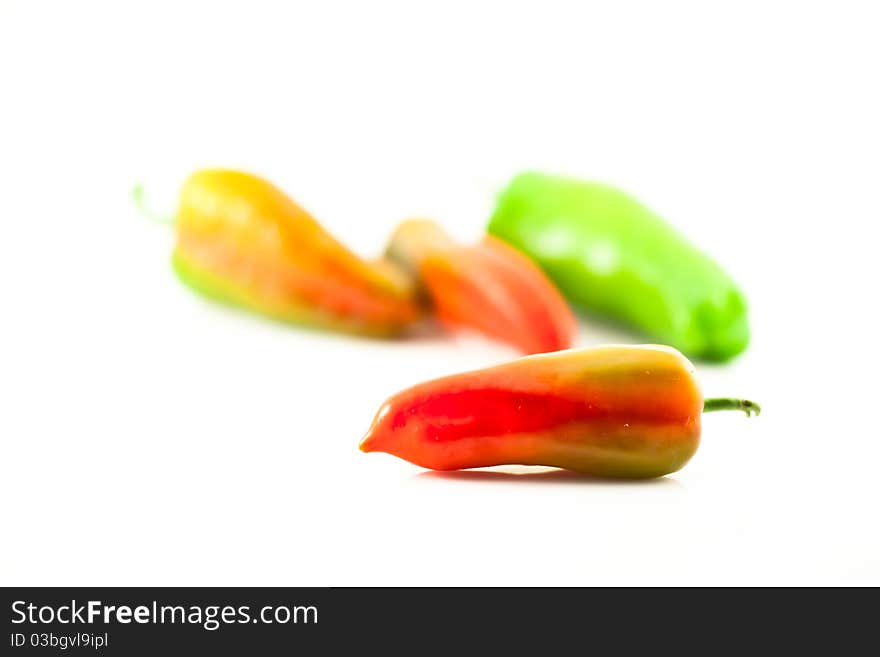 Green chili isolated on white background