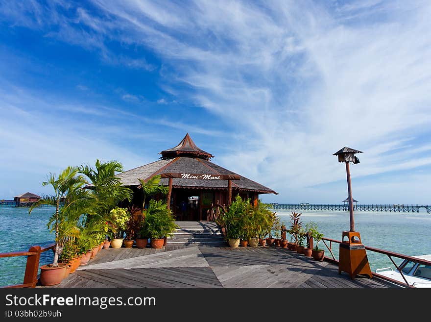 Mini mart on the tropical floating resort. Mini mart on the tropical floating resort