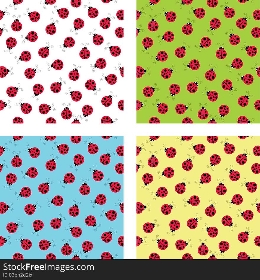 Bright seamless background with ladybugs