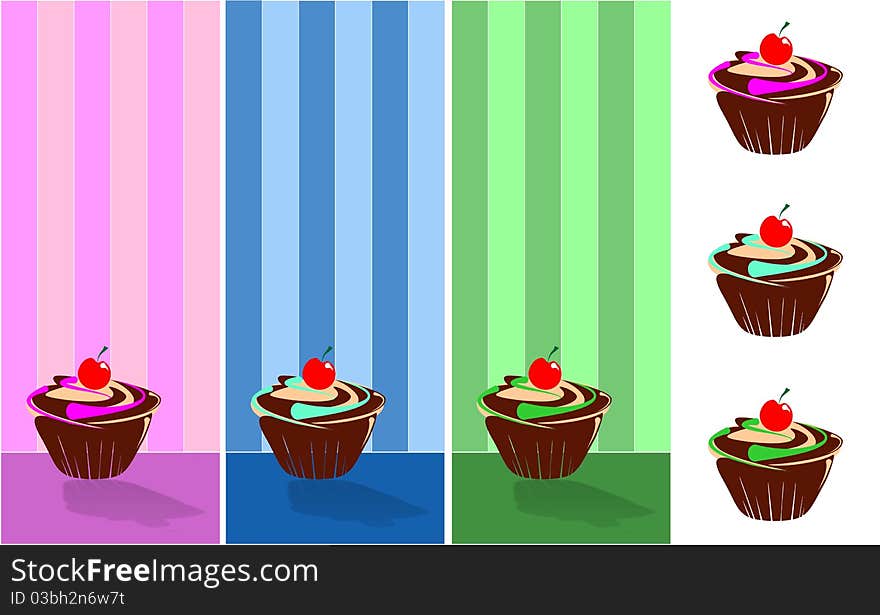 September Muffin decorated with wallpaper wallpaper, in vector