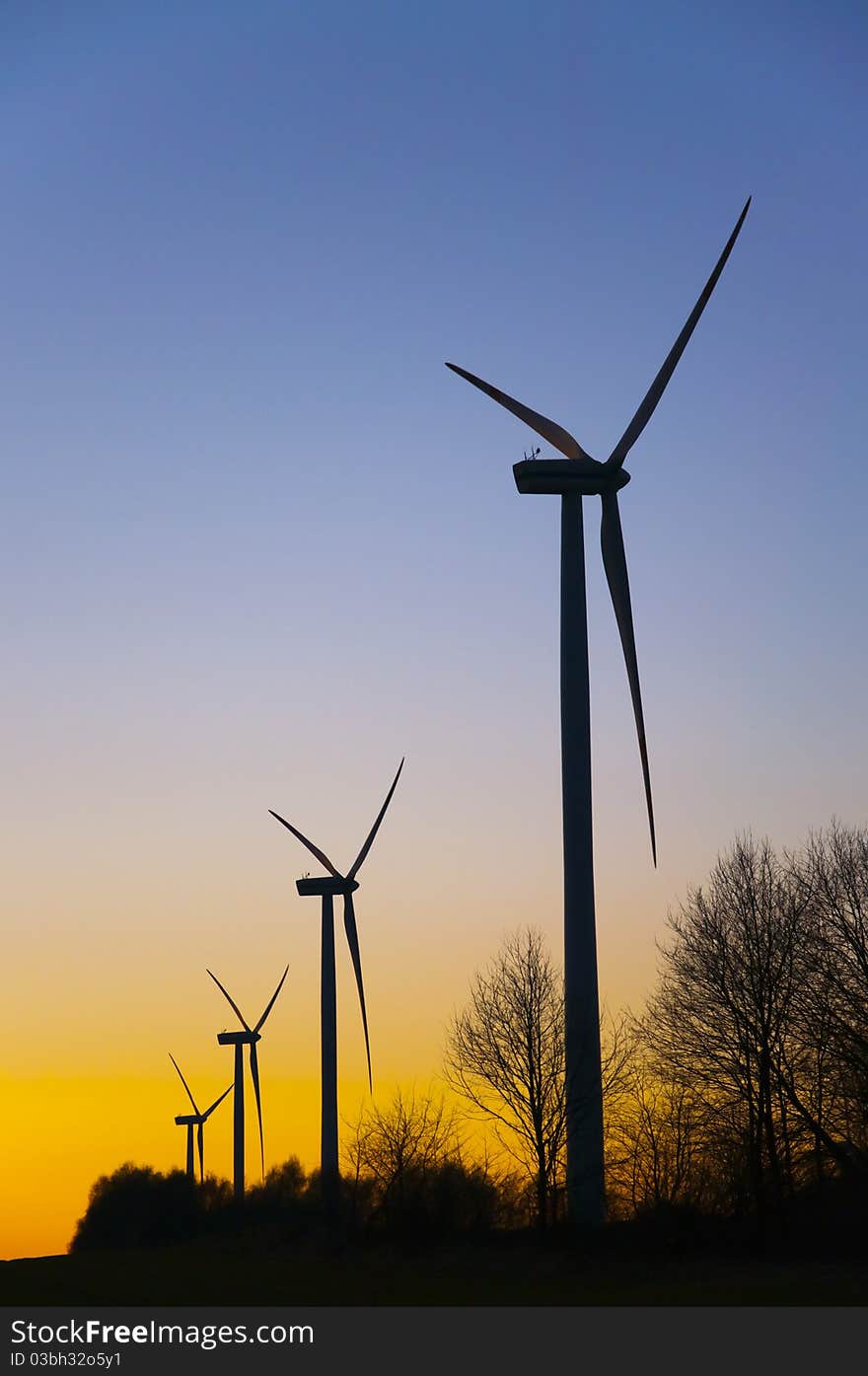 Wind Farm At Sunset