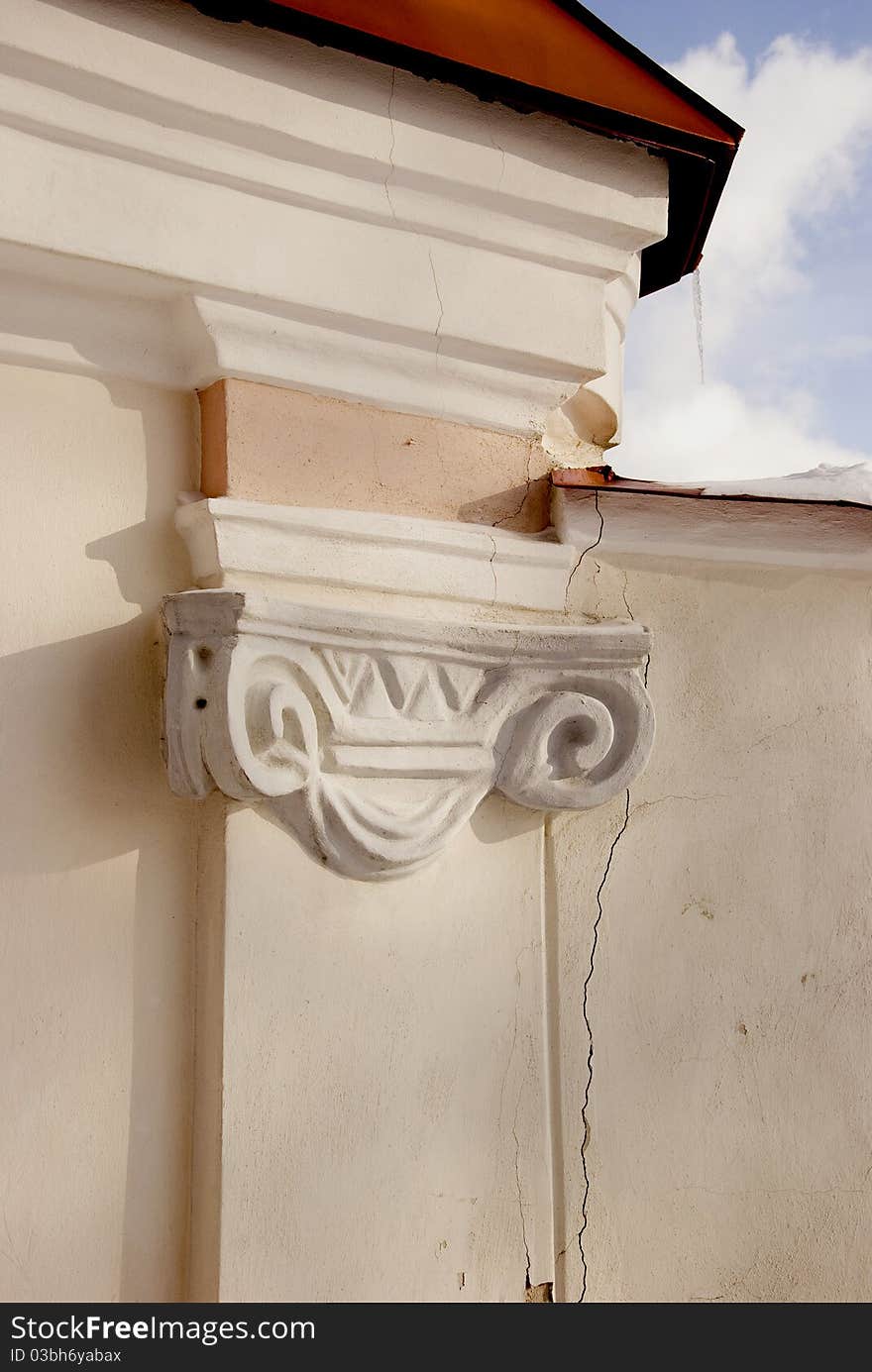 Old church architecture detail with column and capital