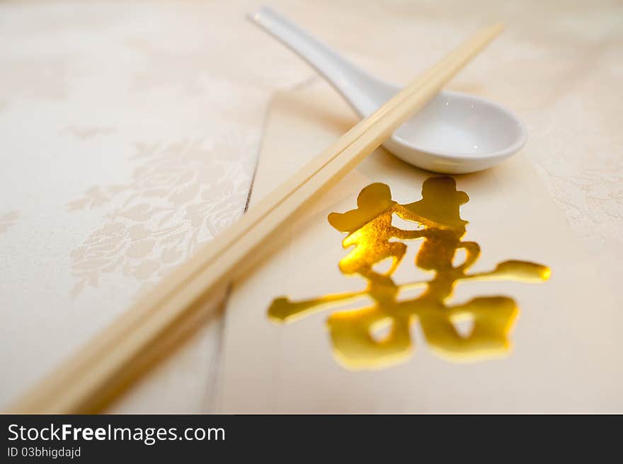 Wedding Invitation with Spoon and Chopstick