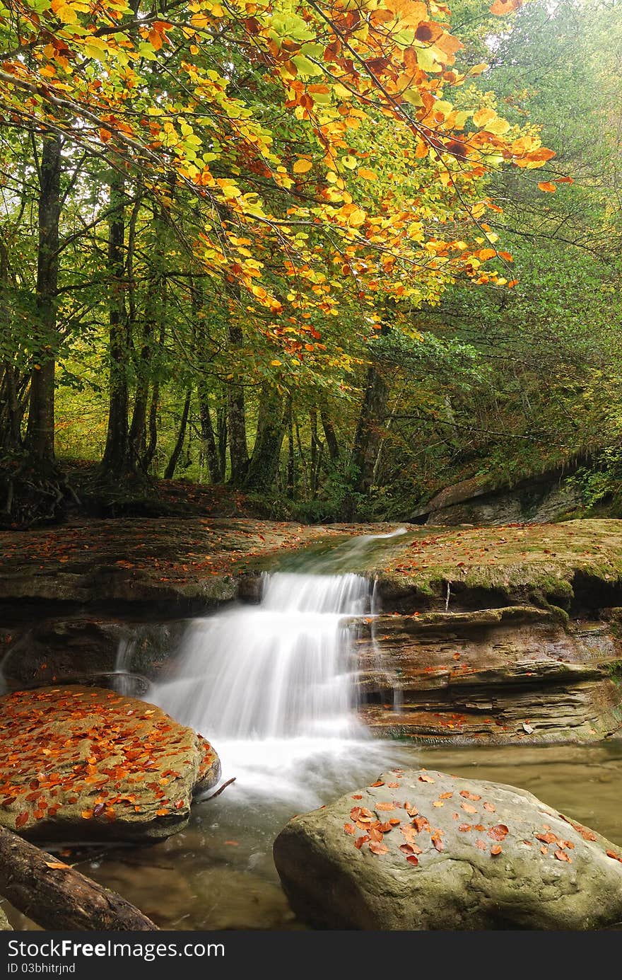 Little waterfall in the park