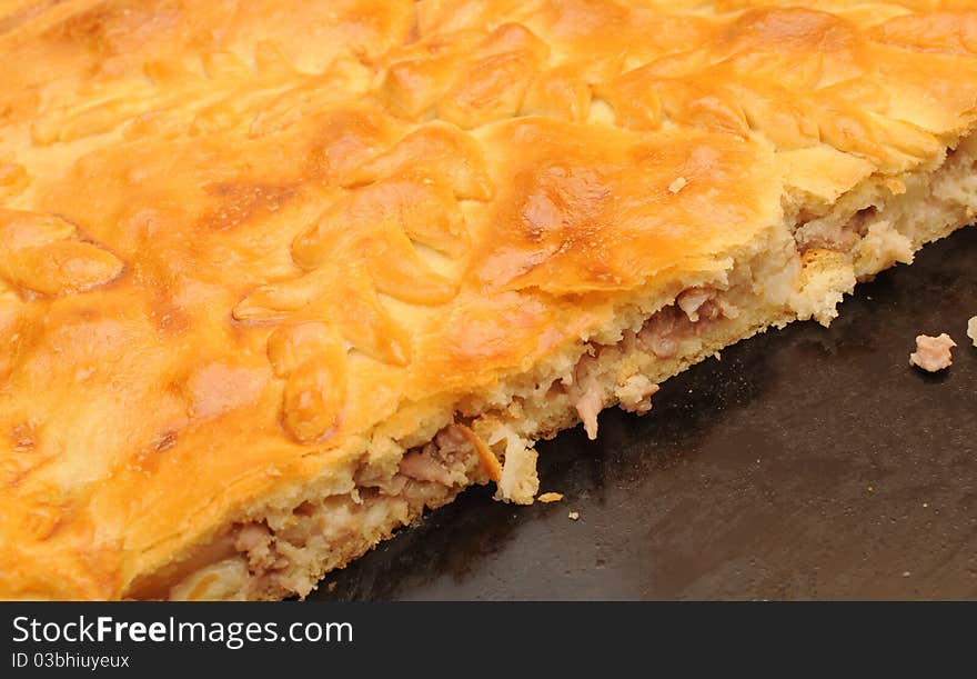 Meat pie on white background. Meat pie on white background